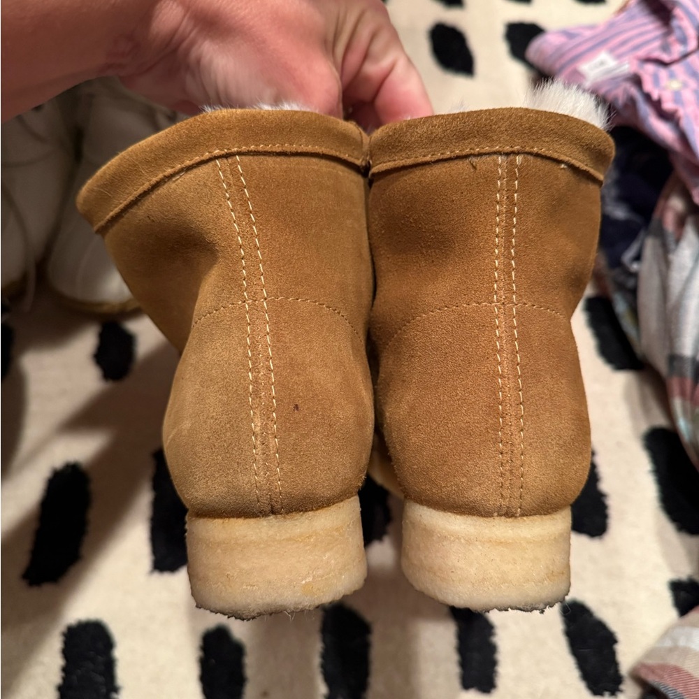 Clark’s wallabee hi chukka boot caramel suede fur lined women’s sz 7.5 RARE - Picture 8 of 11